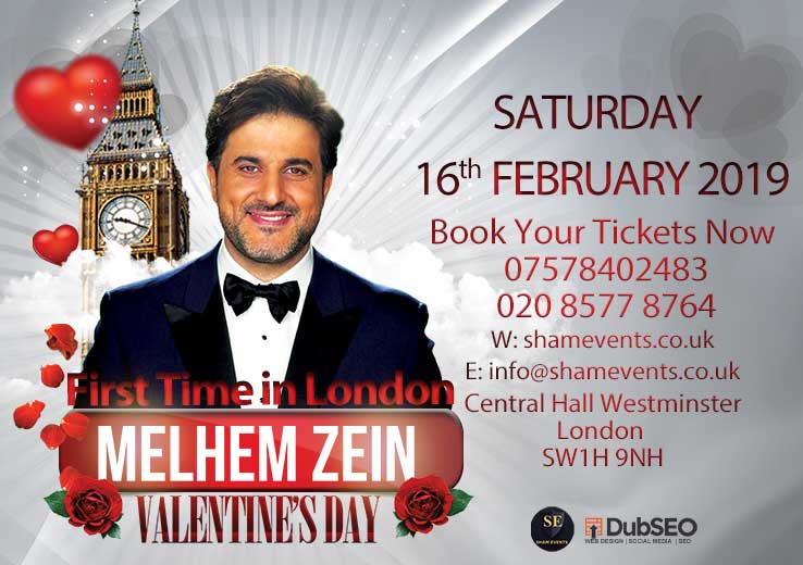 Image of Melhem Zein's 2019 Valentine's Day event at Central Hall Westminster